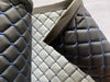 Leatherette Fabric Foam Quilted Black and Blue Car Seat Upholstery