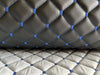 Leatherette Fabric Foam Quilted Black and Blue Car Seat Upholstery