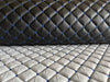 Leatherette Fabric Foam Quilted Black and Blue Car Seat Upholstery