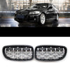 BMW 3 Series E90 Compatible ABS Plastic Front Grills Piano Black Diamond