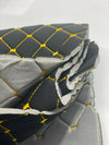 Black Yellow Diamond Stitch Embossed Fabric Lining Car Upholstery