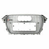 Audi RS4 2013-2016 Compatible Silver Front Grill Center Honeycomb Mesh